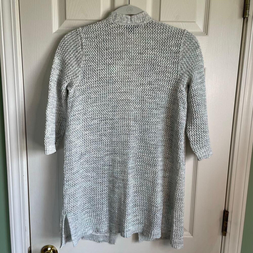 J. Jill Wearever Open Front Cardigan Knit Sweater Sz SP Open Weave 3/4 Sleeves - Picture 2 of 9